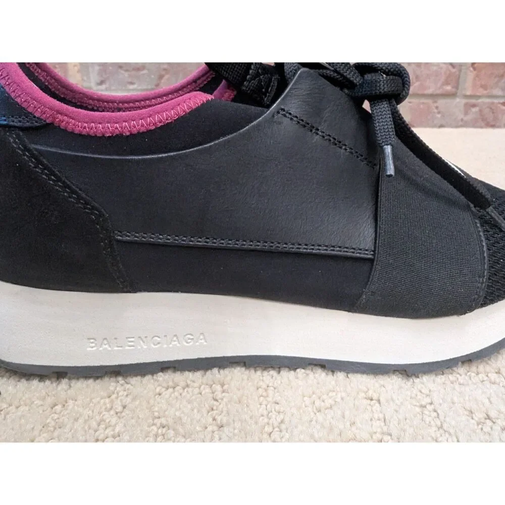 Balenciaga Shoes Women EU 39 US 8.5 Black Pink Race Runner Sneaker Made in Italy